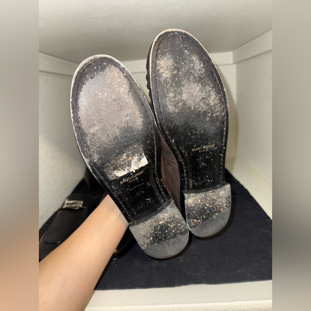 SAINT LAURENT LE LOAFER SUEDE PENNY LOAFERS - Picture 15 of 16